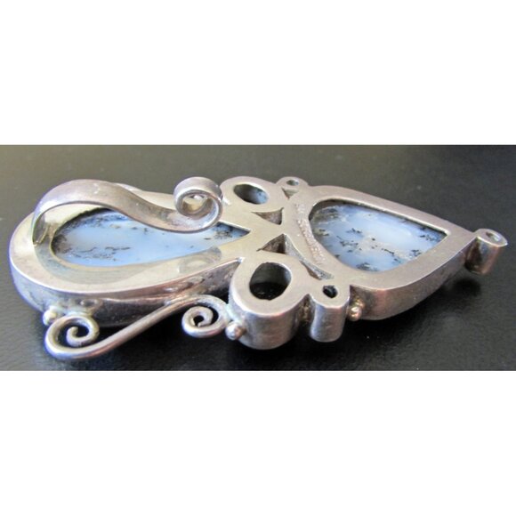 Ancient Echos California Sterling Silver Moss Agate Pendant  Onyx Hook Bale - Picture 3 of 3